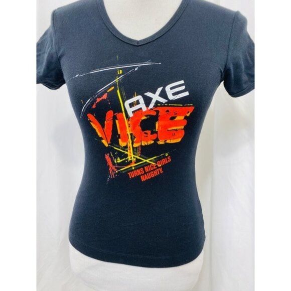 Axe Body Spray Girl’s Size Medium Promotional Shirt Tom Apparel Group Black - Picture 3 of 8